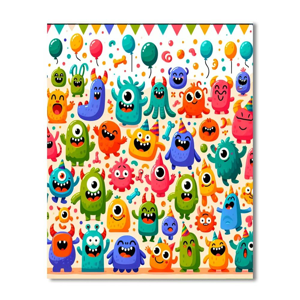 Silly Monster Gathering Paint By Numbers Art