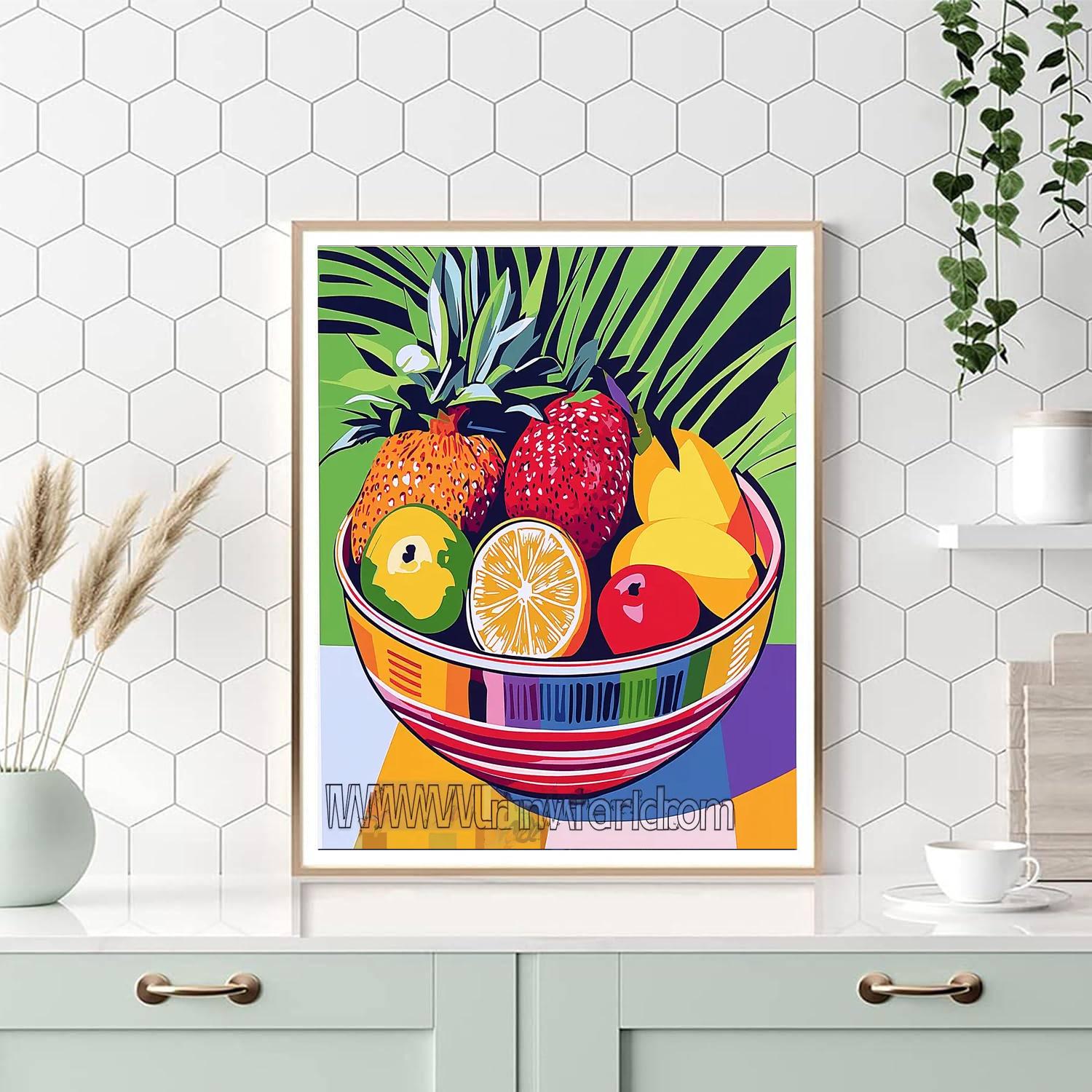 Warhol Inspired Retro Fruit Bowl  Number Painting
