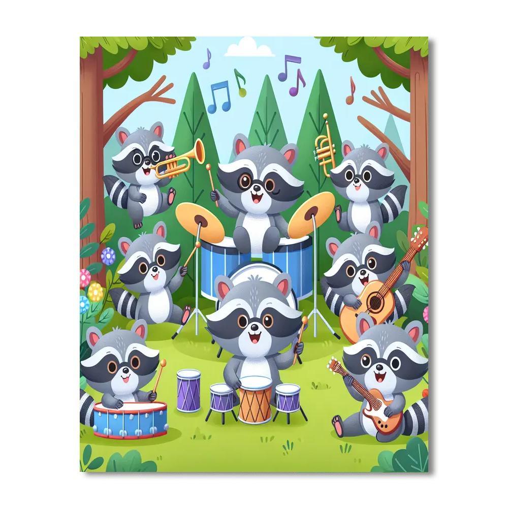 Silly Raccoon Band Paint By Numbers Art