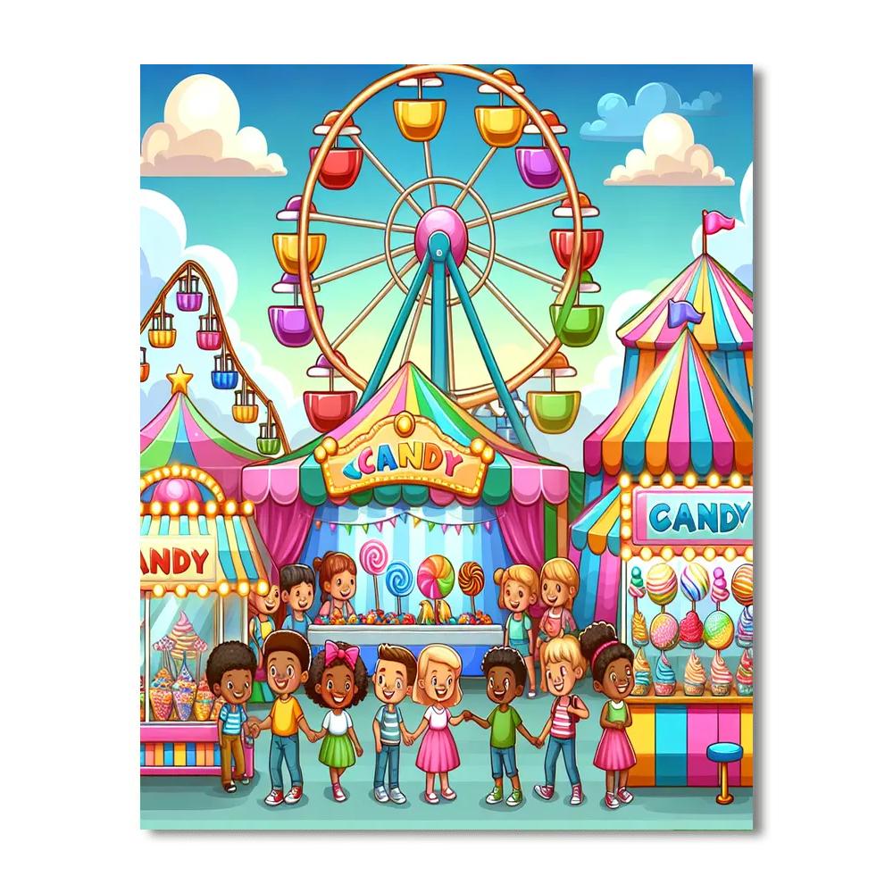 Jolly Fairground Paint By Numbers Art