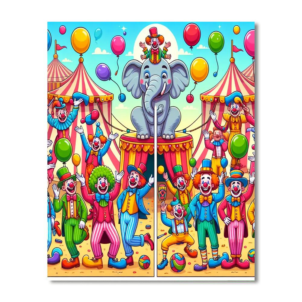 Happy Circus Scene Paint By Numbers