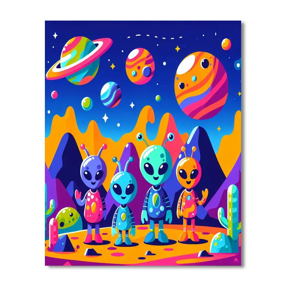 Friendly Alien Planet Painting By Numbers Kit