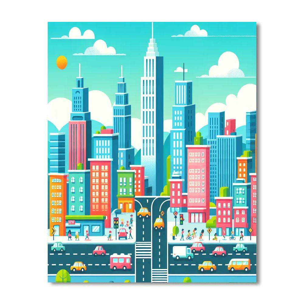 Busy Cityscape Numbered Painting Kits
