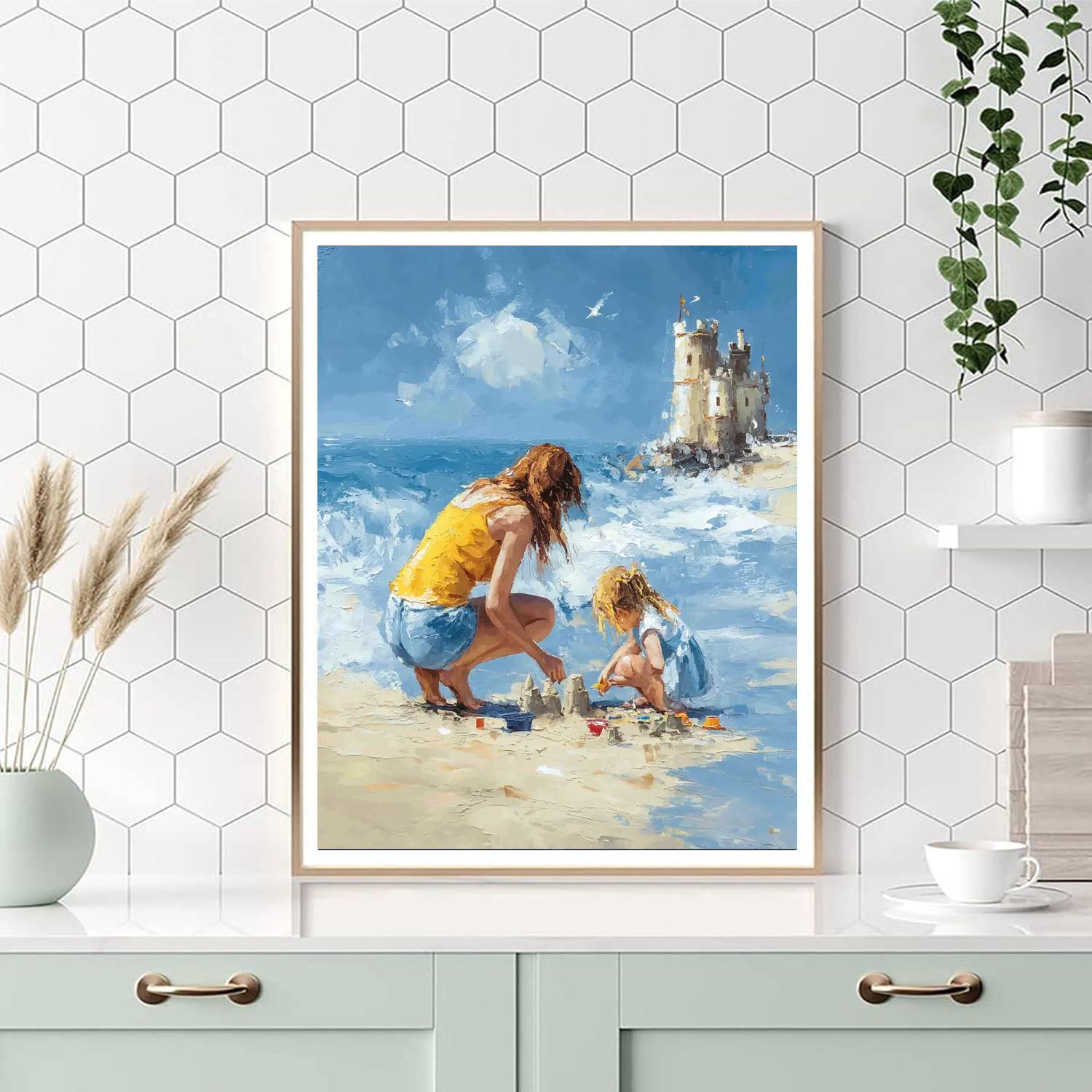 Mom And Me At The Beach Painting Number Kit