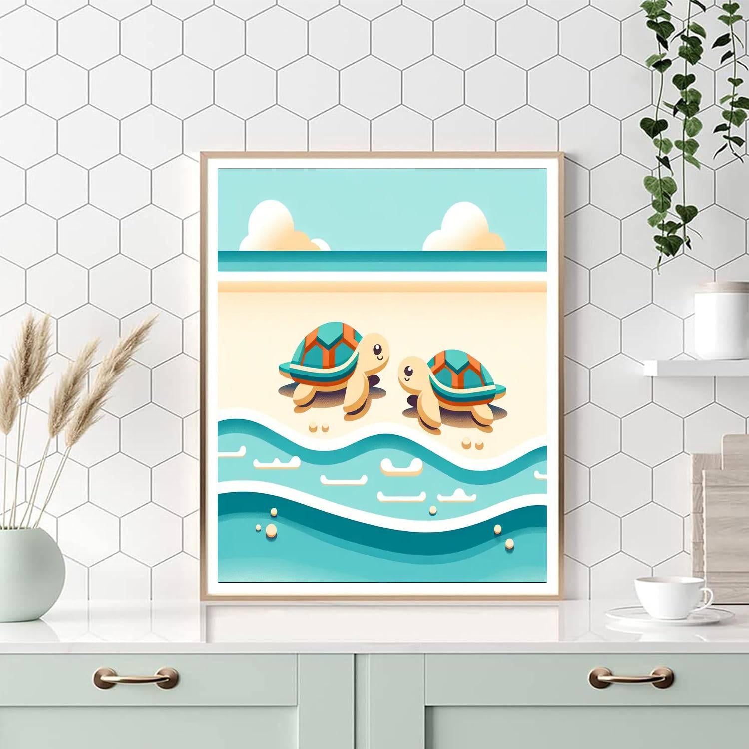 Beach Day With Sea Turtles Paint By Numbers Kits