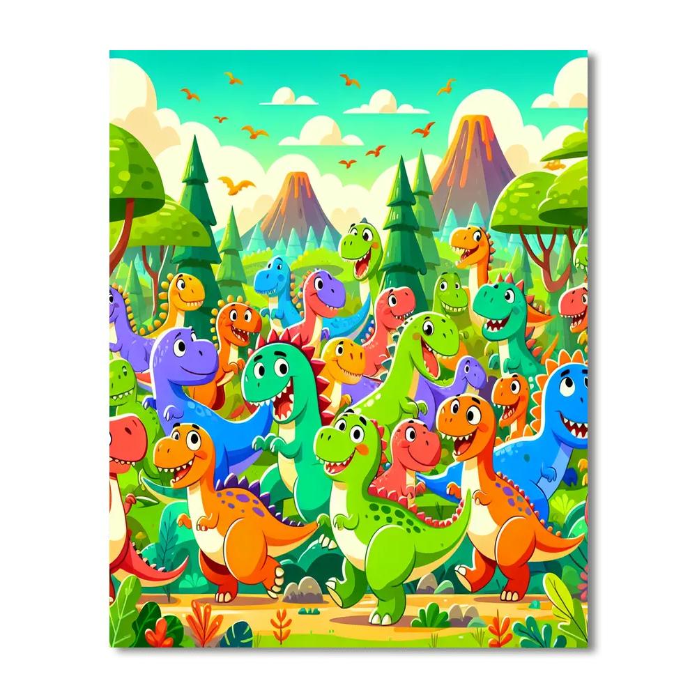 Silly Dinosaur Dance Numbered Painting Kits