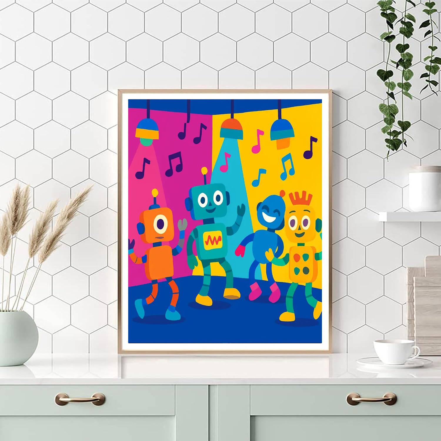 Rockin' Robot Dance Party DIY Paint By Numbers