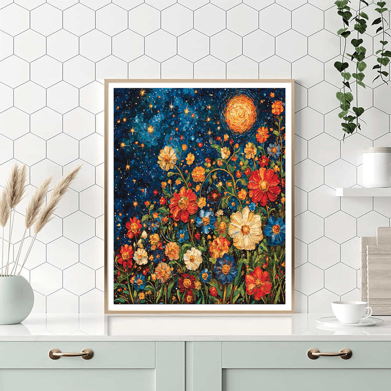 Vincent Van Gogh Inspired Cosmic Floral Fusion  Paint By Numbers