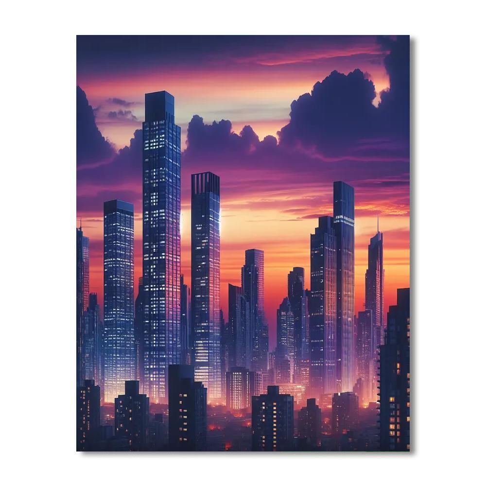 Urban Skyline Silhouette DIY Paint By Numbers