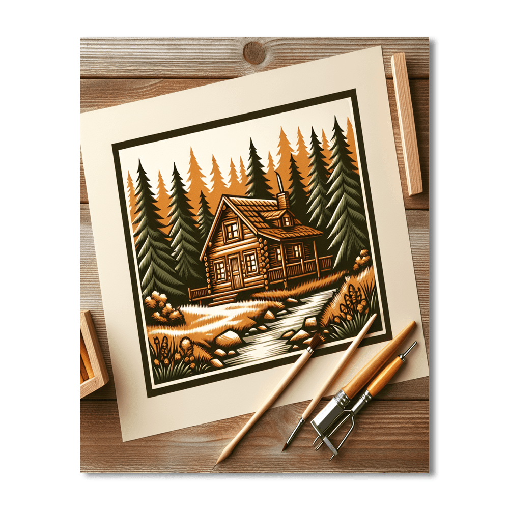 Charming Cozy Cabin Retreat Painting By Numbers Kit