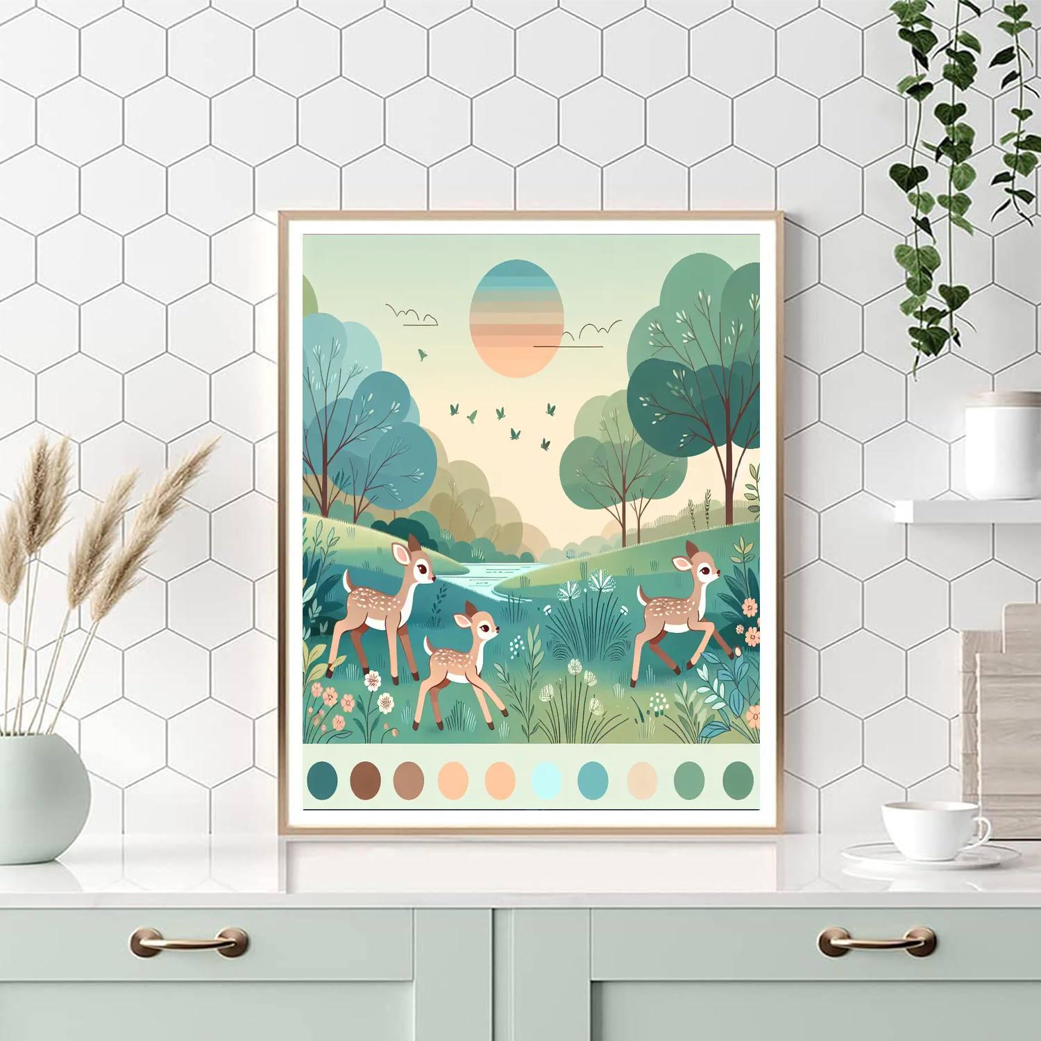 Frolicking Fawn Meadows Painting Number Kit