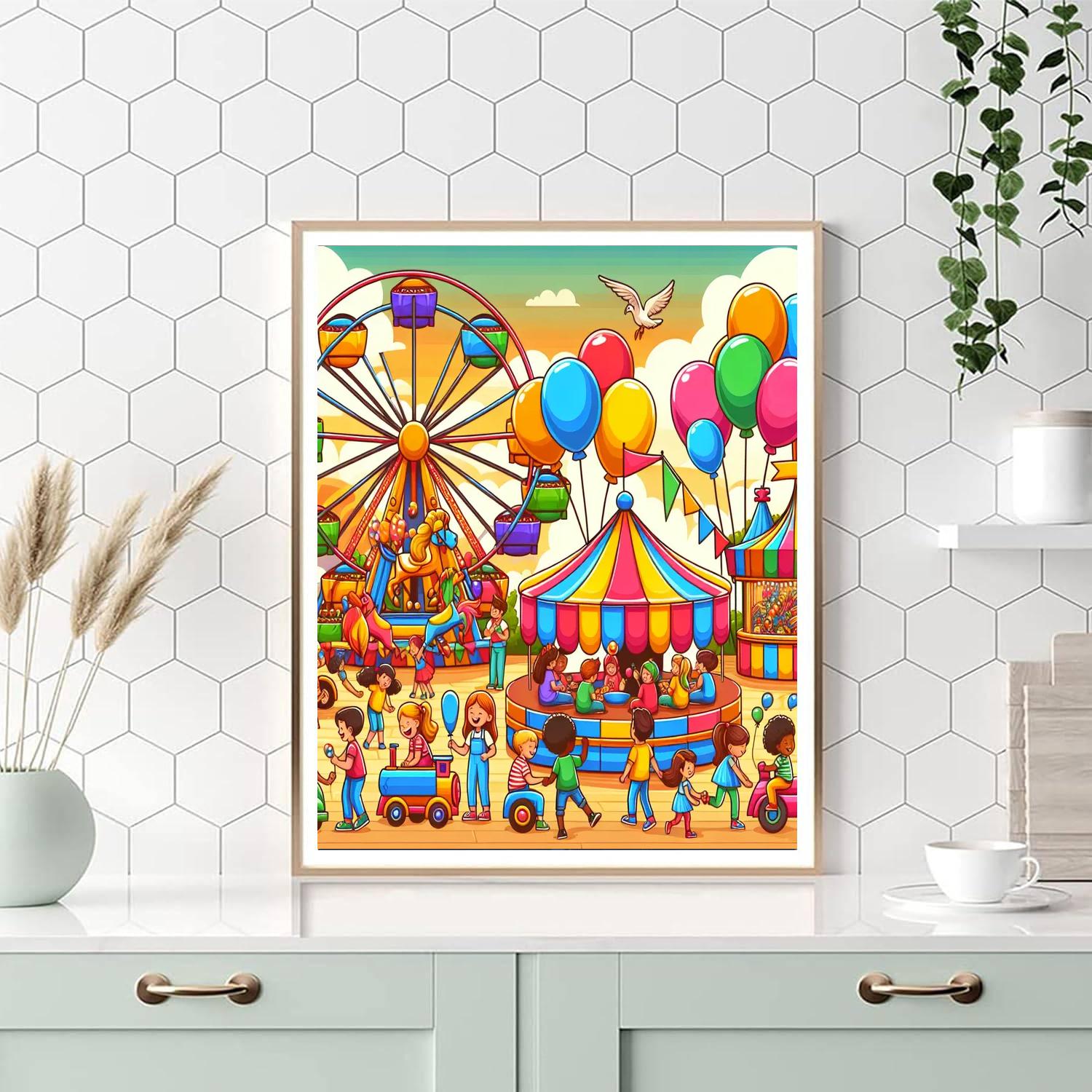 Cheerful Carnival Scene Numbered Painting Kits