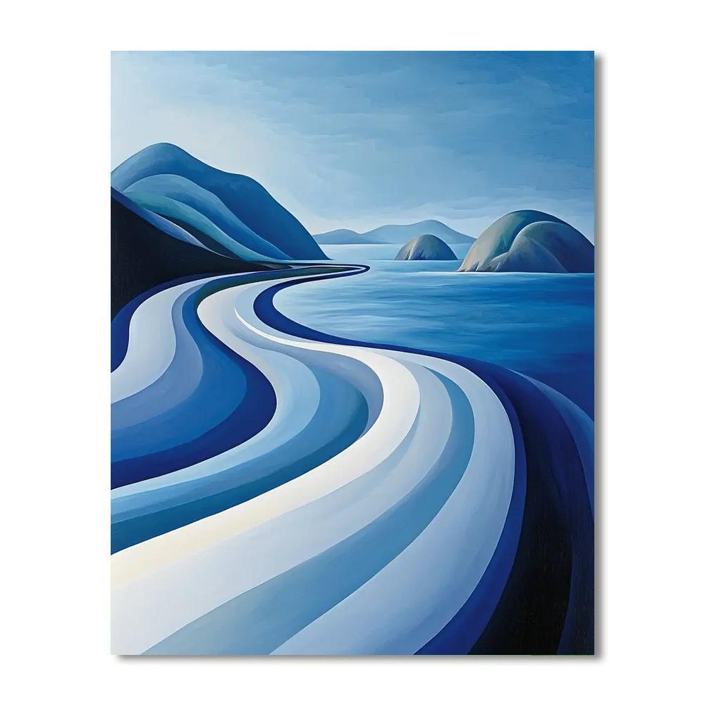 Barbara Hepworth Inspired Sculptural Coastal Serenity  DIY Paint By Numbers