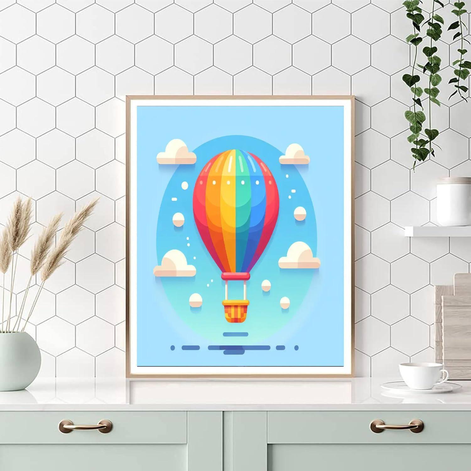 Rainbow Hot Air Balloon Adventure Numbered Painting Kits