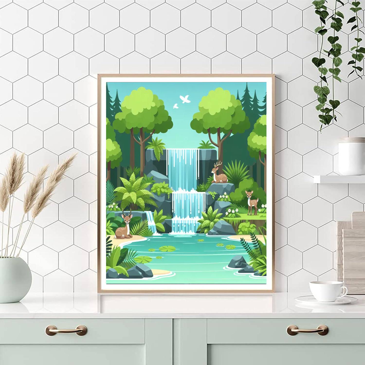 Wondrous Waterfall Vista Number Painting