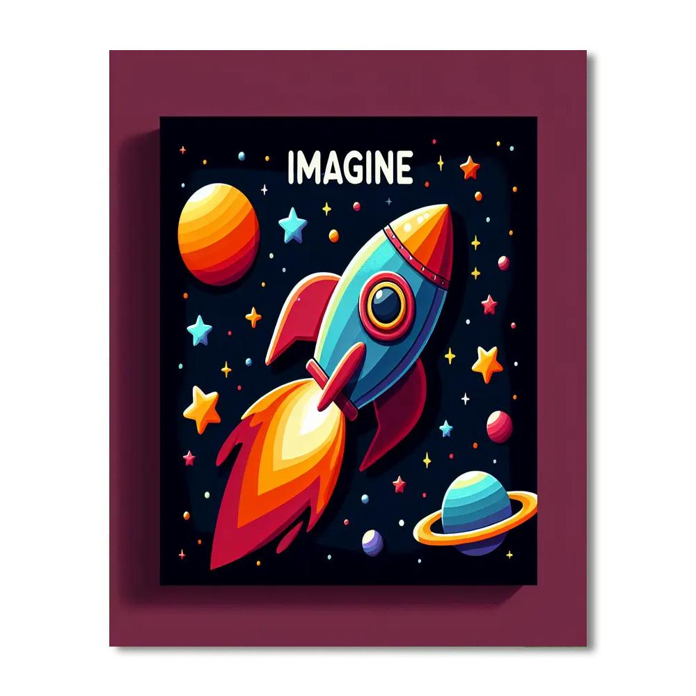 Space Rocket Ride Paint By Numbers Art