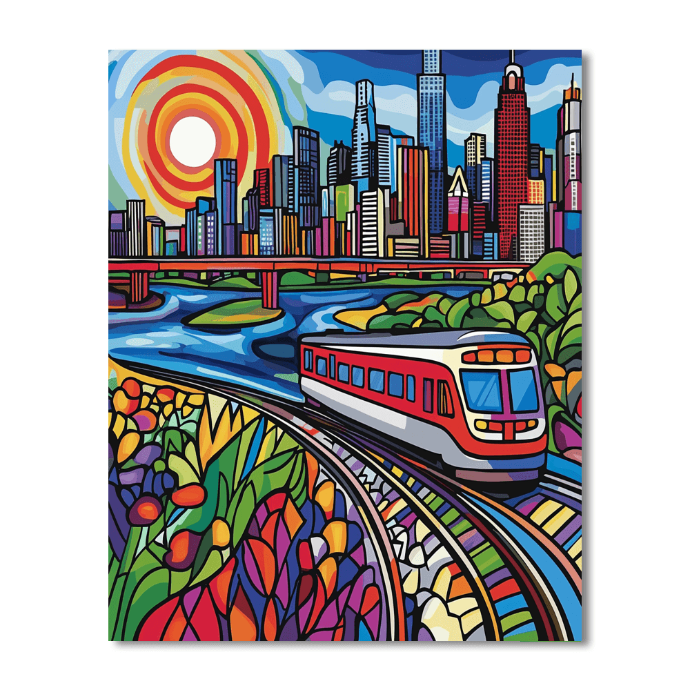 Roy Lichtenstein Inspired Urban Utopia  Paint By Numbers Kits