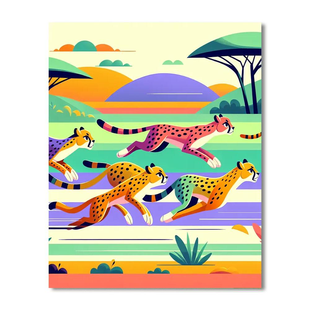 Cheetah’s Chasing Challenge Paint By Numbers
