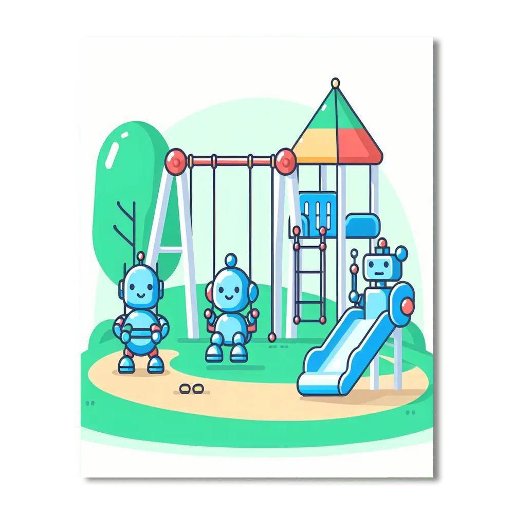 Robot Playground Adventure DIY Paint By Numbers