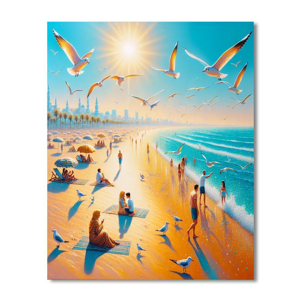 Sunny Coastal Promenade Paint By Numbers