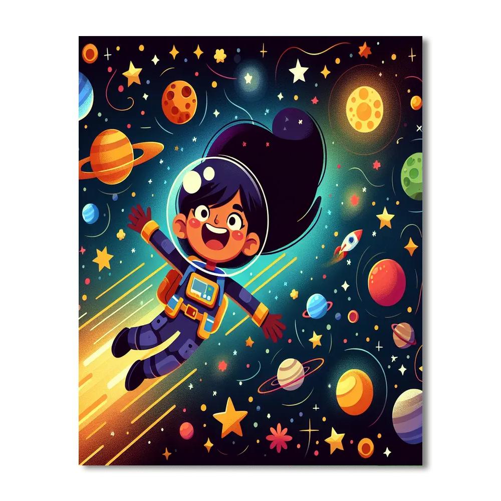 Excited Space Explorer Paint By Numbers Kits