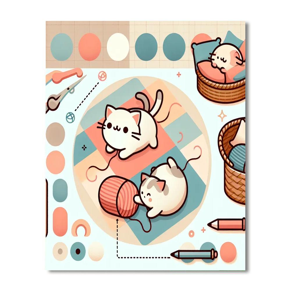 Fluffy Felines Numbered Painting Kits