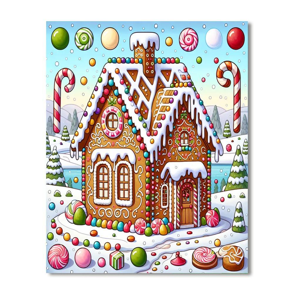 Cheery Gingerbread House Painting By Numbers Kit