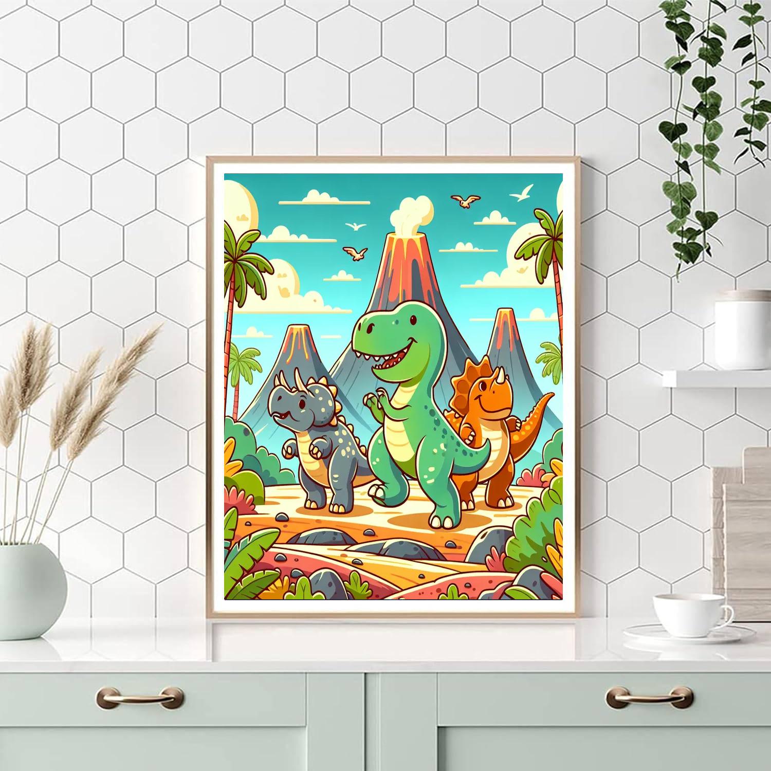 Whimsical Dino Land Paint By Numbers