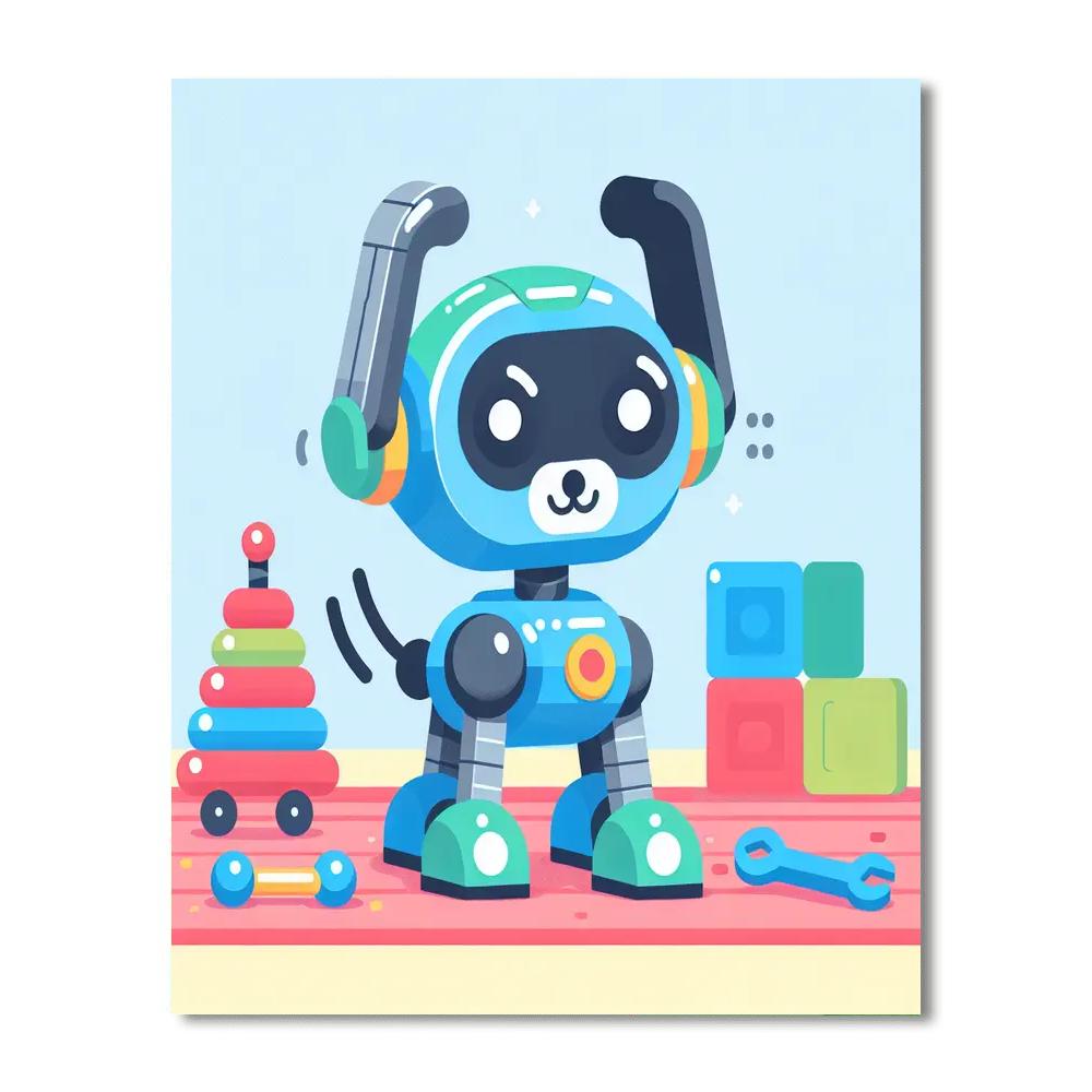 Cheerful Robot Pet Painting By Numbers Kit