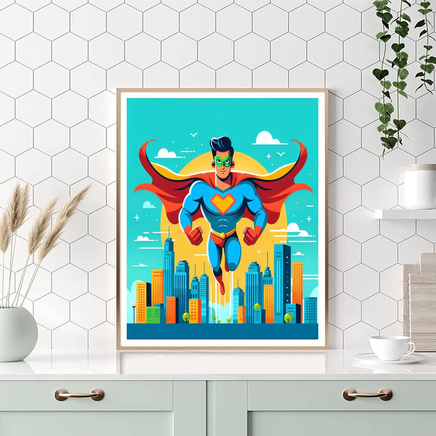 Superhero Save The Day Paint By Numbers Art
