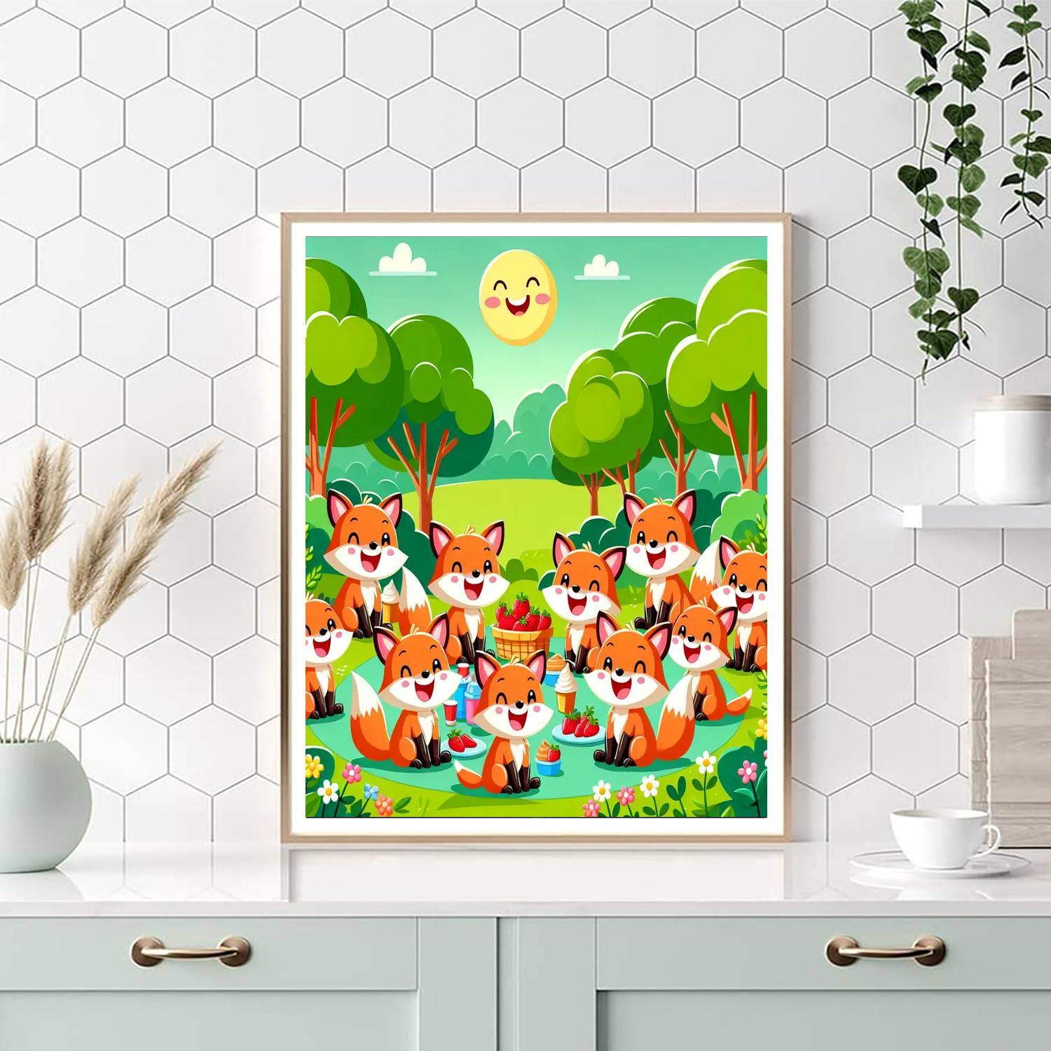 Festive Fox Gathering Paint By Number