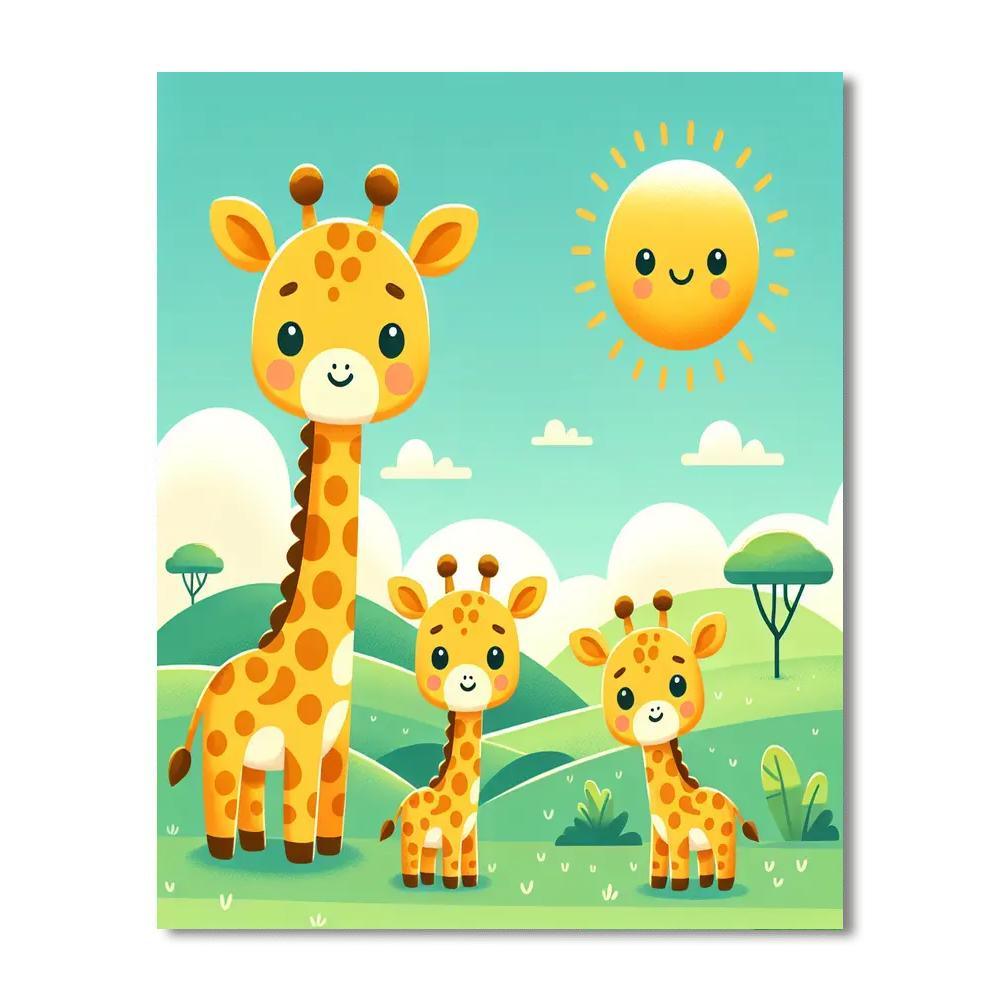 Joyful Giraffe Family Paint By Numbers Kits