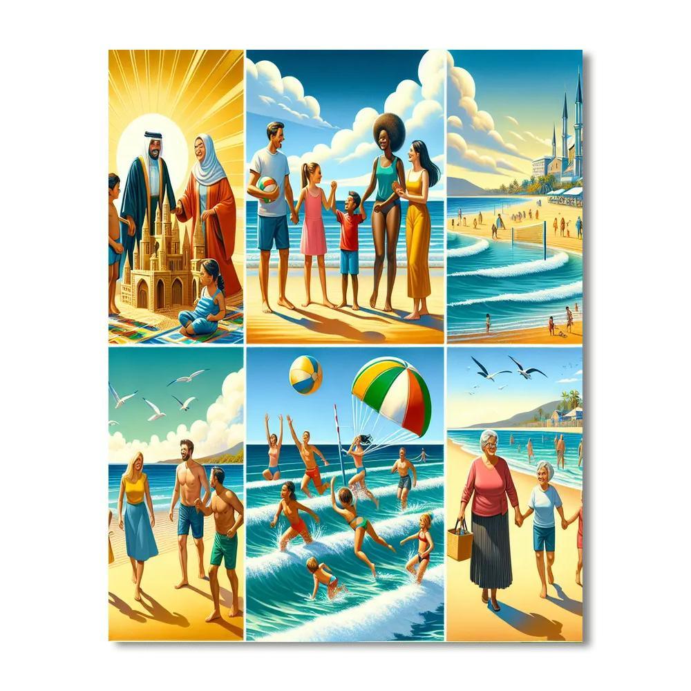 Lively Seaside Adventure Paint By Numbers Art