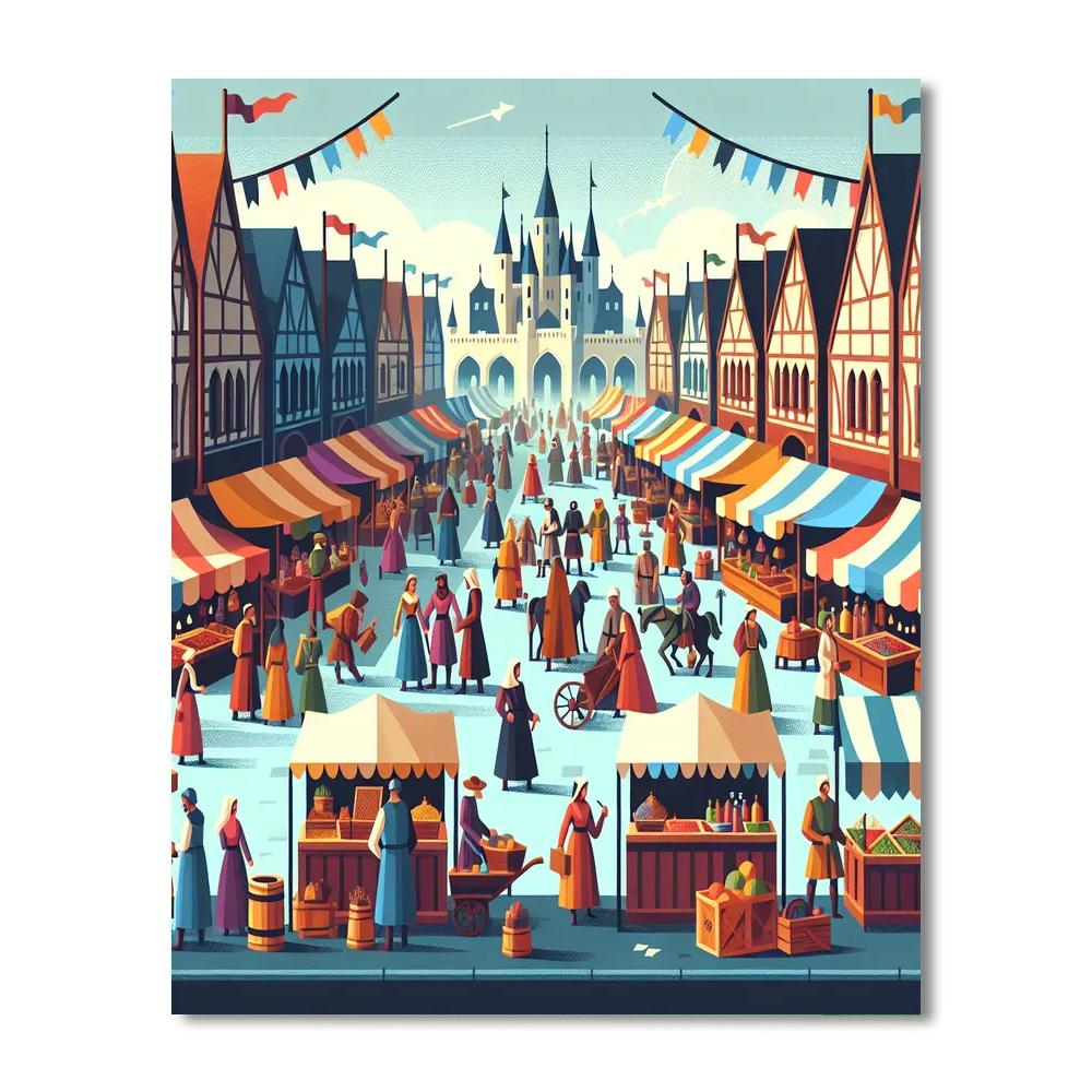 Medieval Market Fair Painting By Numbers Kit