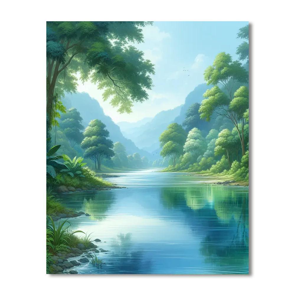 Peaceful River Escape Paint By Numbers