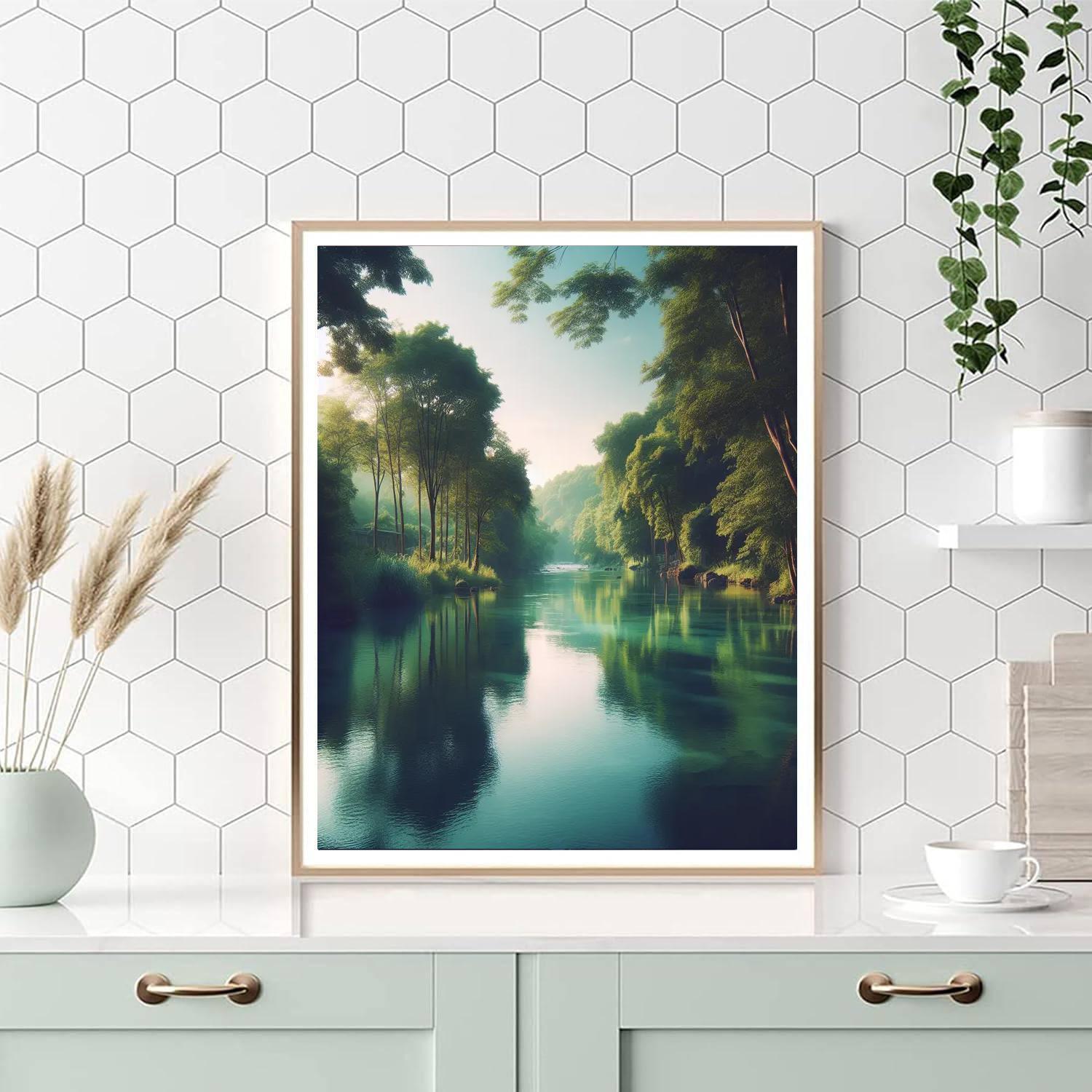 Quiet River's Calm Reflection Painting By Numbers Kit