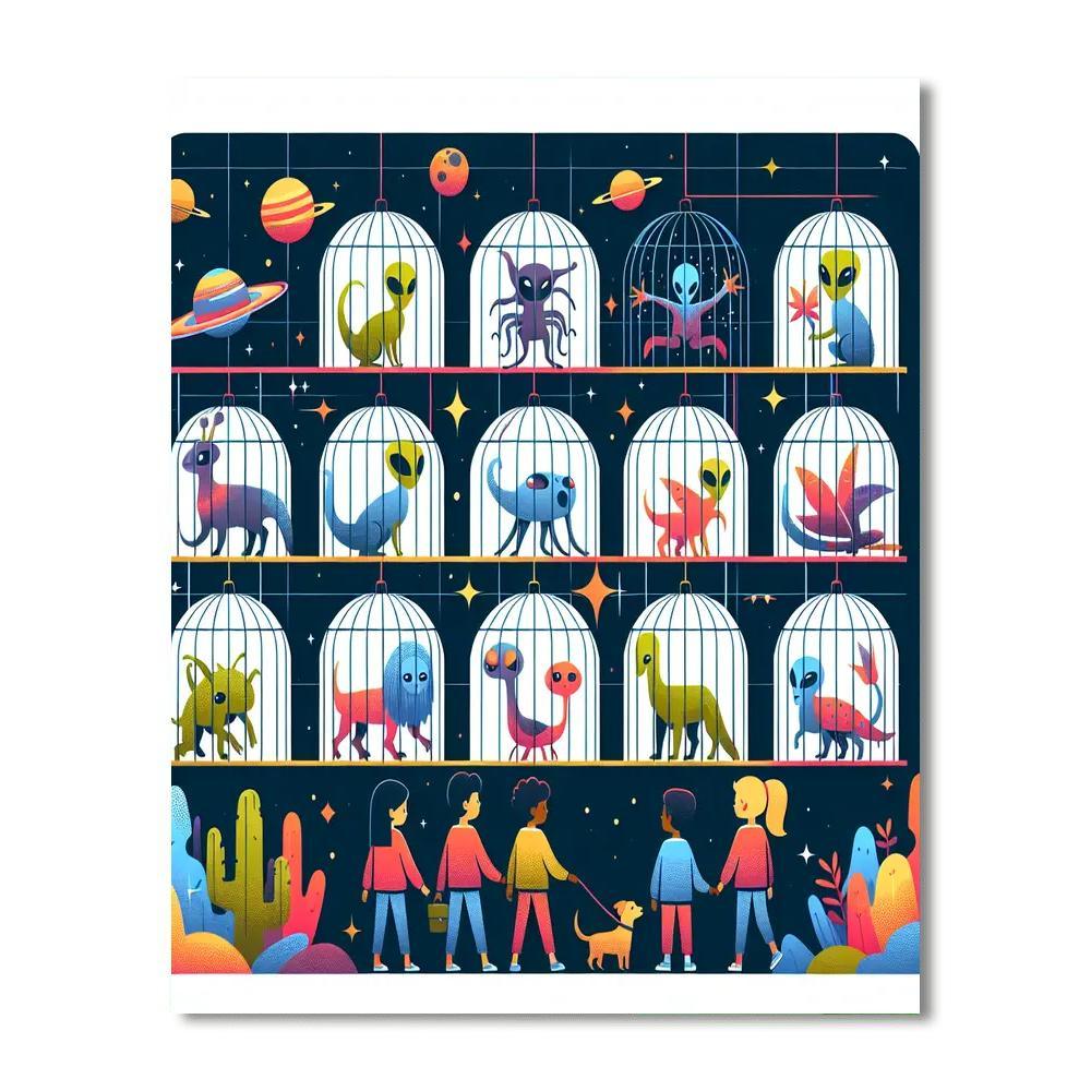 Outer Space Zoo Paint By Color