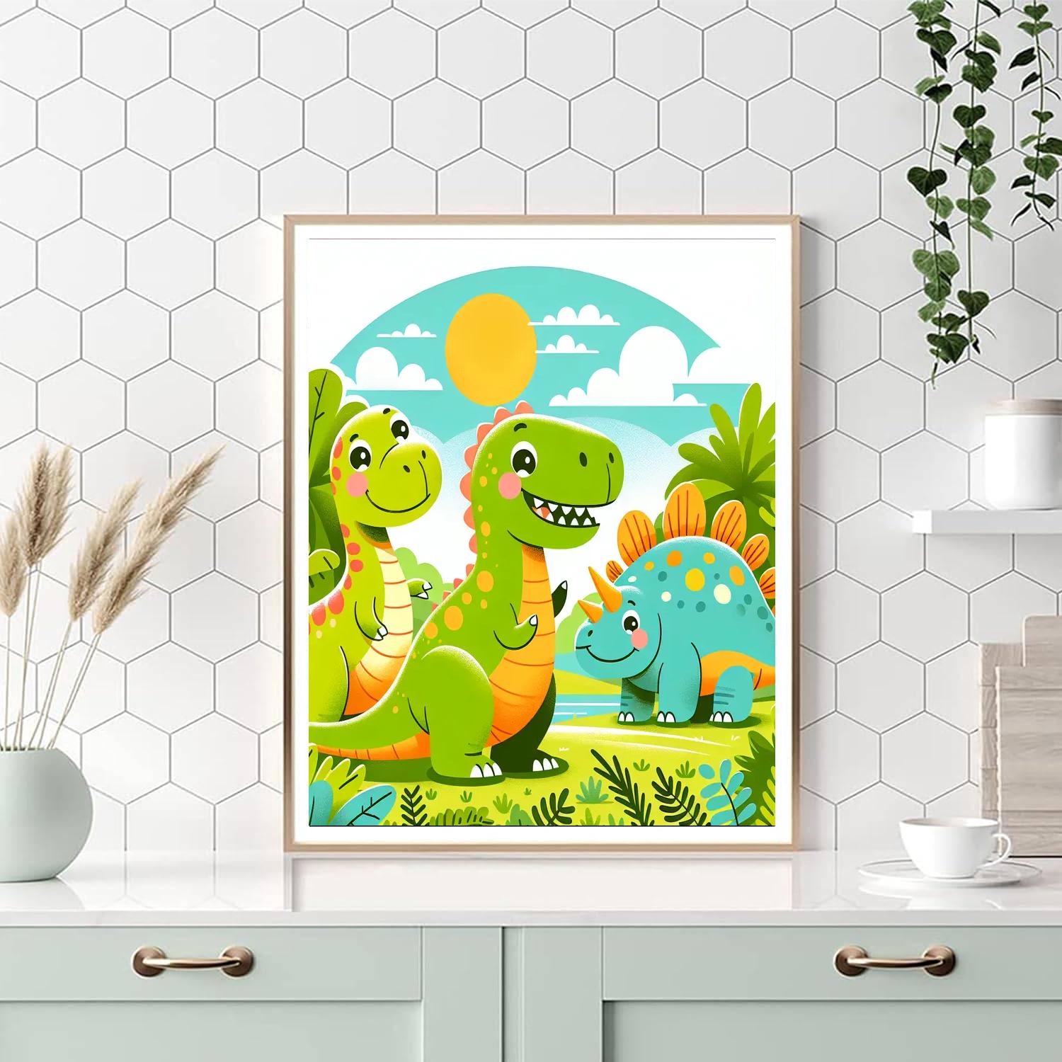 Curious Dino Friends Numbered Painting Kits