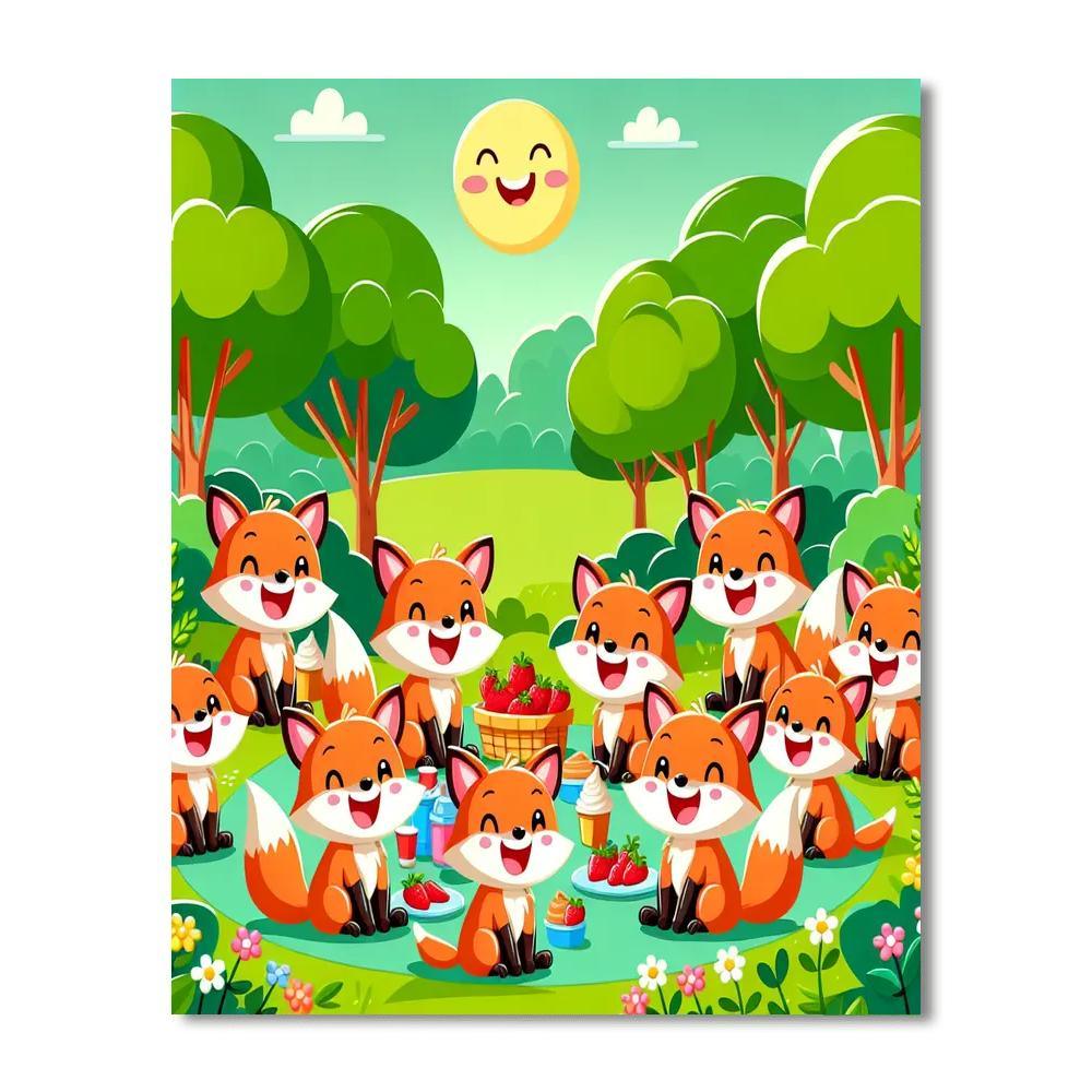 Festive Fox Gathering Paint By Number