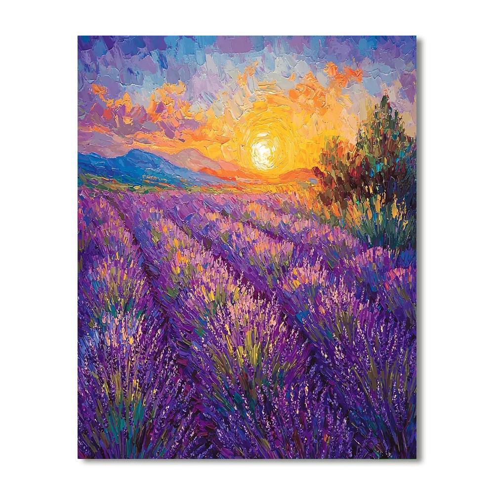 Vincent Van Gogh Inspired Sunrise Over A Lavender Field  Numbered Painting Kits