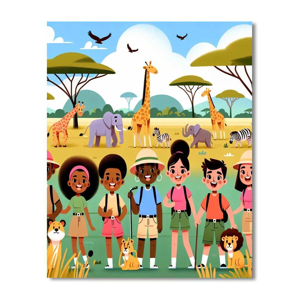 Safari Expedition Team Paint By Numbers Art