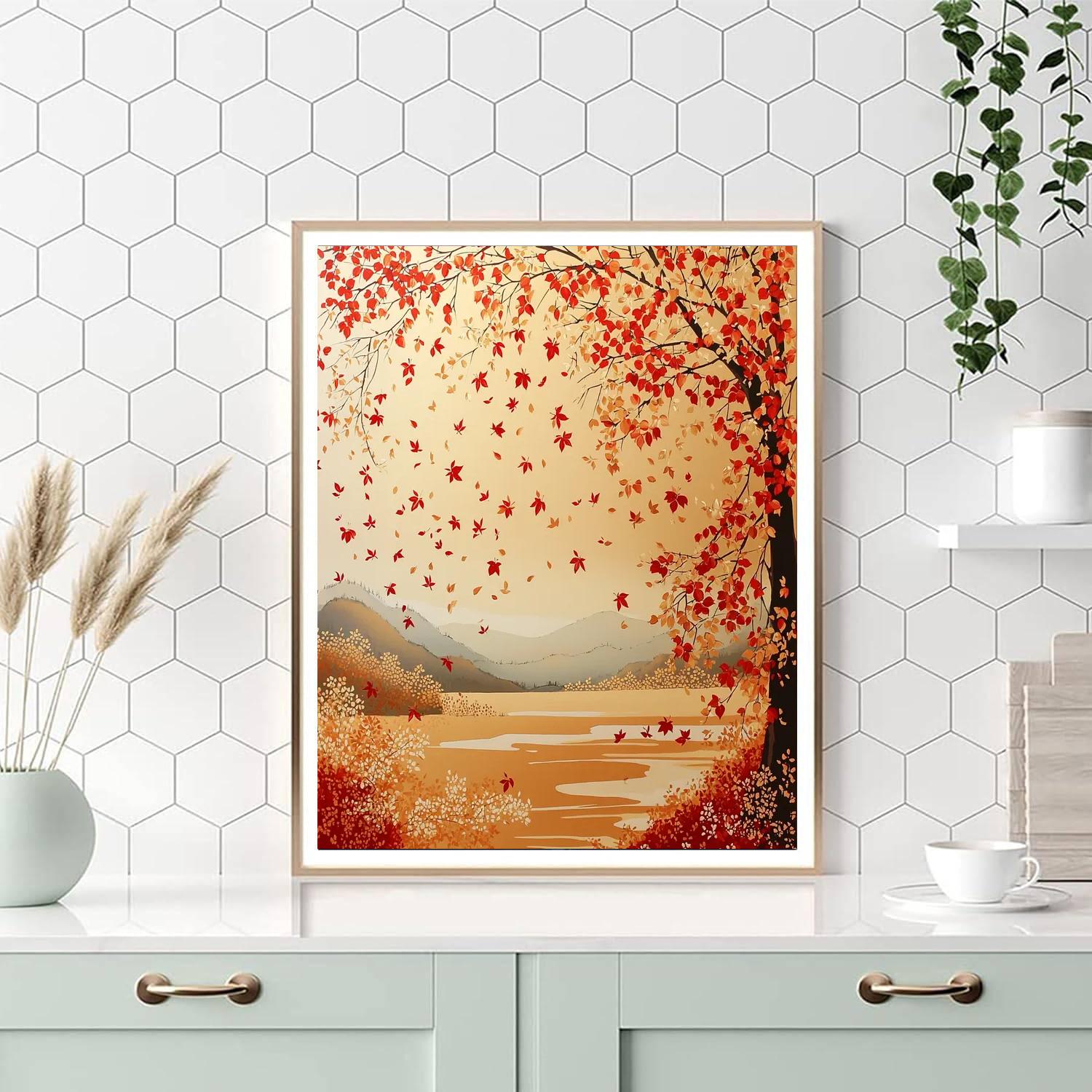 Utagawa Hiroshige Inspired Autumn's Gentle Cascade  Number Painting