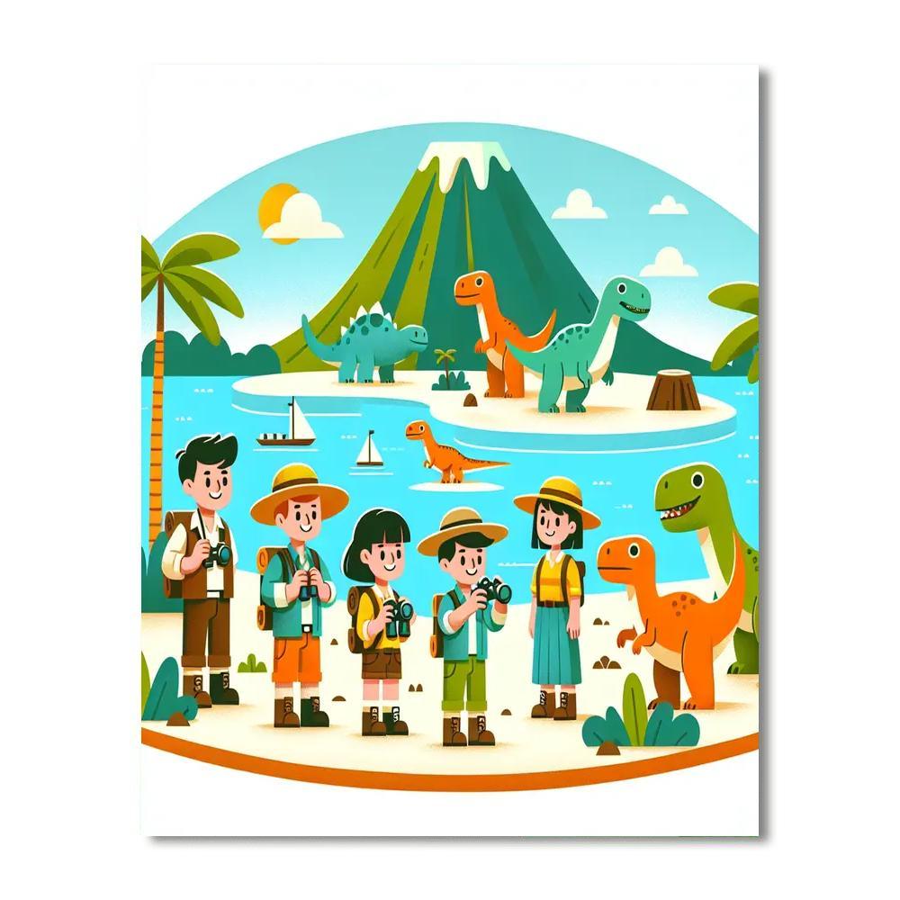 Adventure At Dino Island Numbered Painting Kits