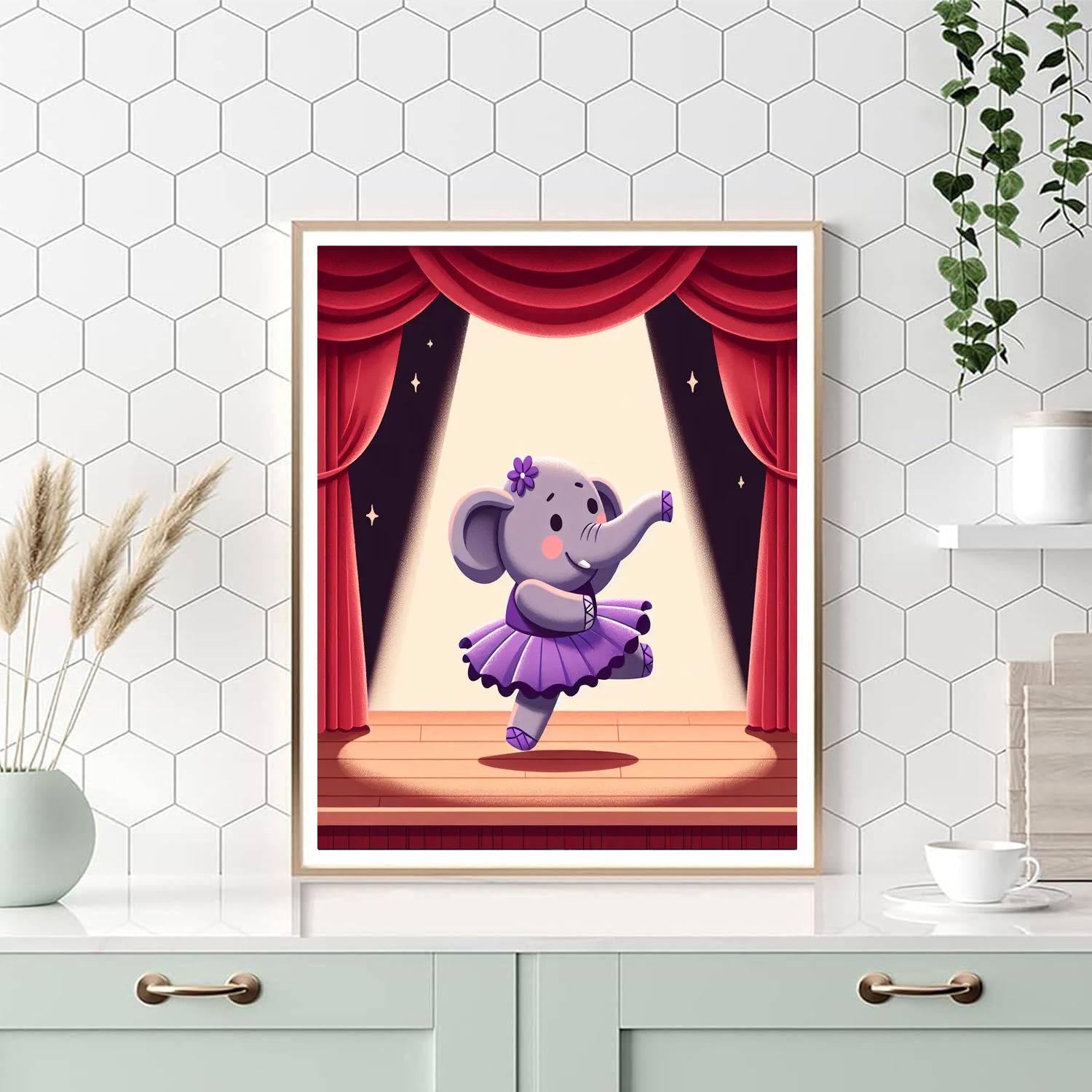 Ballet Star Elephant Number Painting