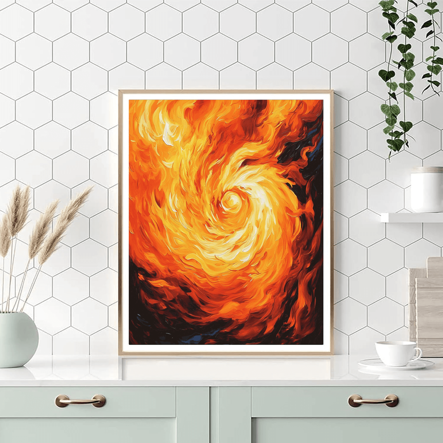 Egon Schiele Inspired Dynamic Dance Of Flames  Paint By Number