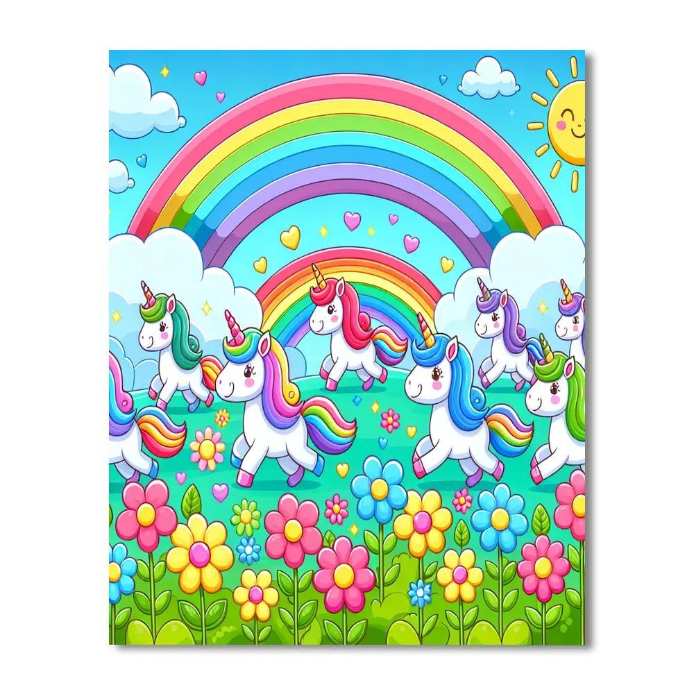Rainbow Unicorn Parade Paint By Color