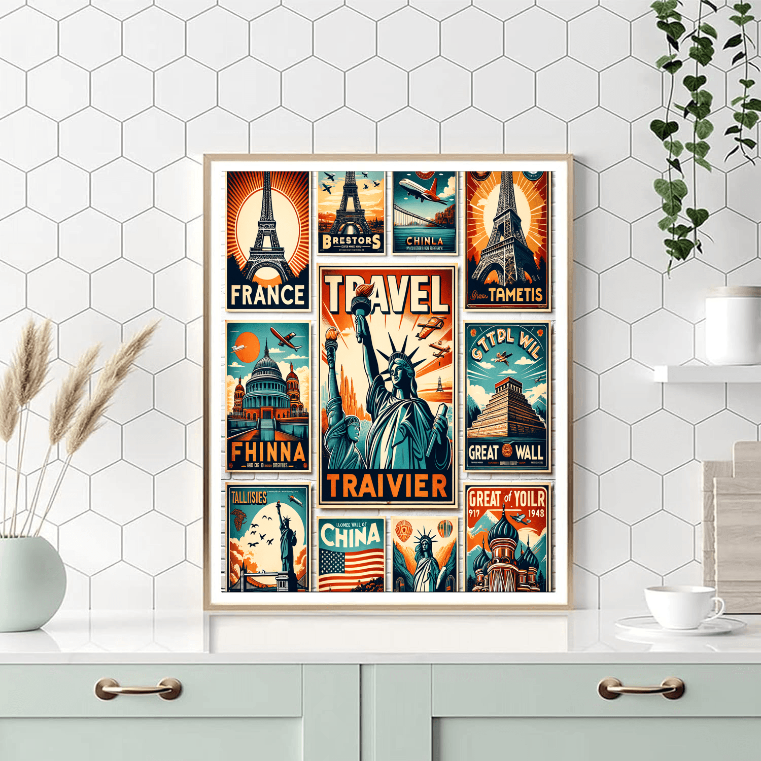 Vintage Travel Posters Collection - DIY Painting By Numbers Kit