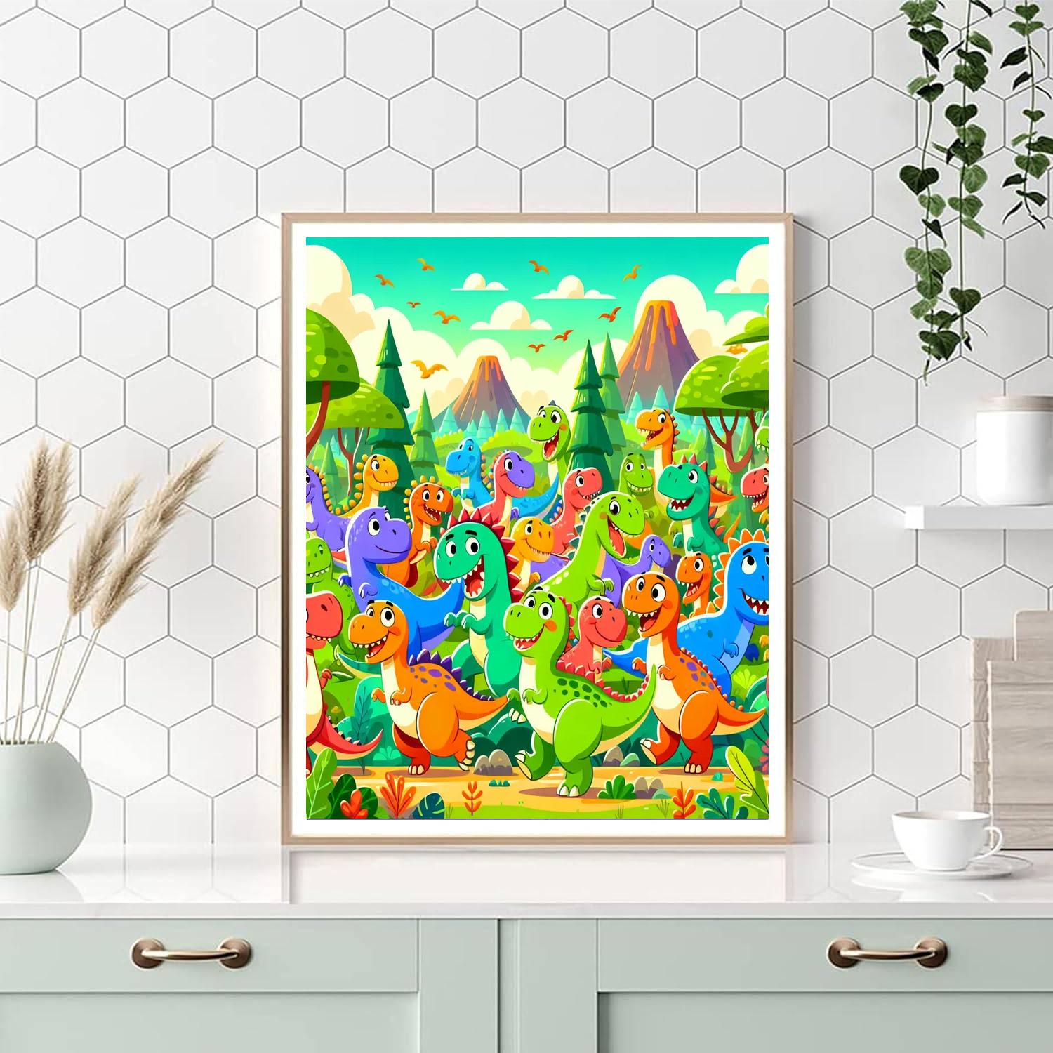 Silly Dinosaur Dance Numbered Painting Kits