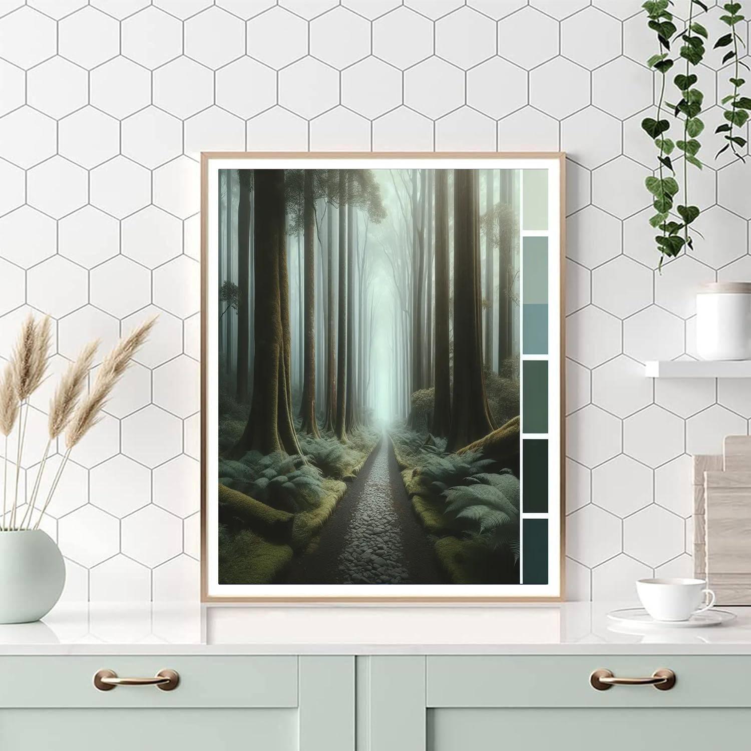 Forest Pathway In Fog Paint By Number