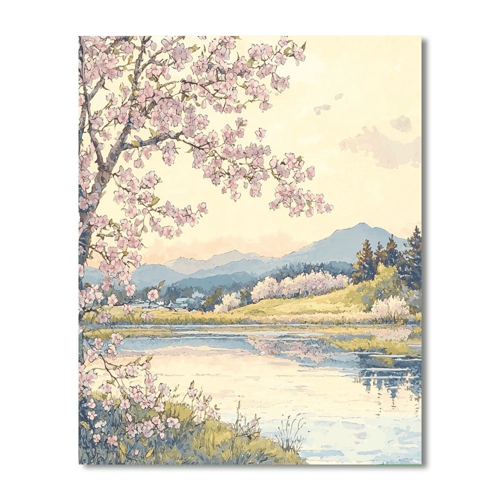 Utagawa Hiroshige Inspired Cherry Blossom Reverie  Paint By Color